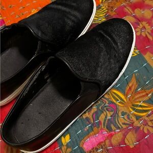 Cole Haan Black Leather Slip-On Shoes with White Sole